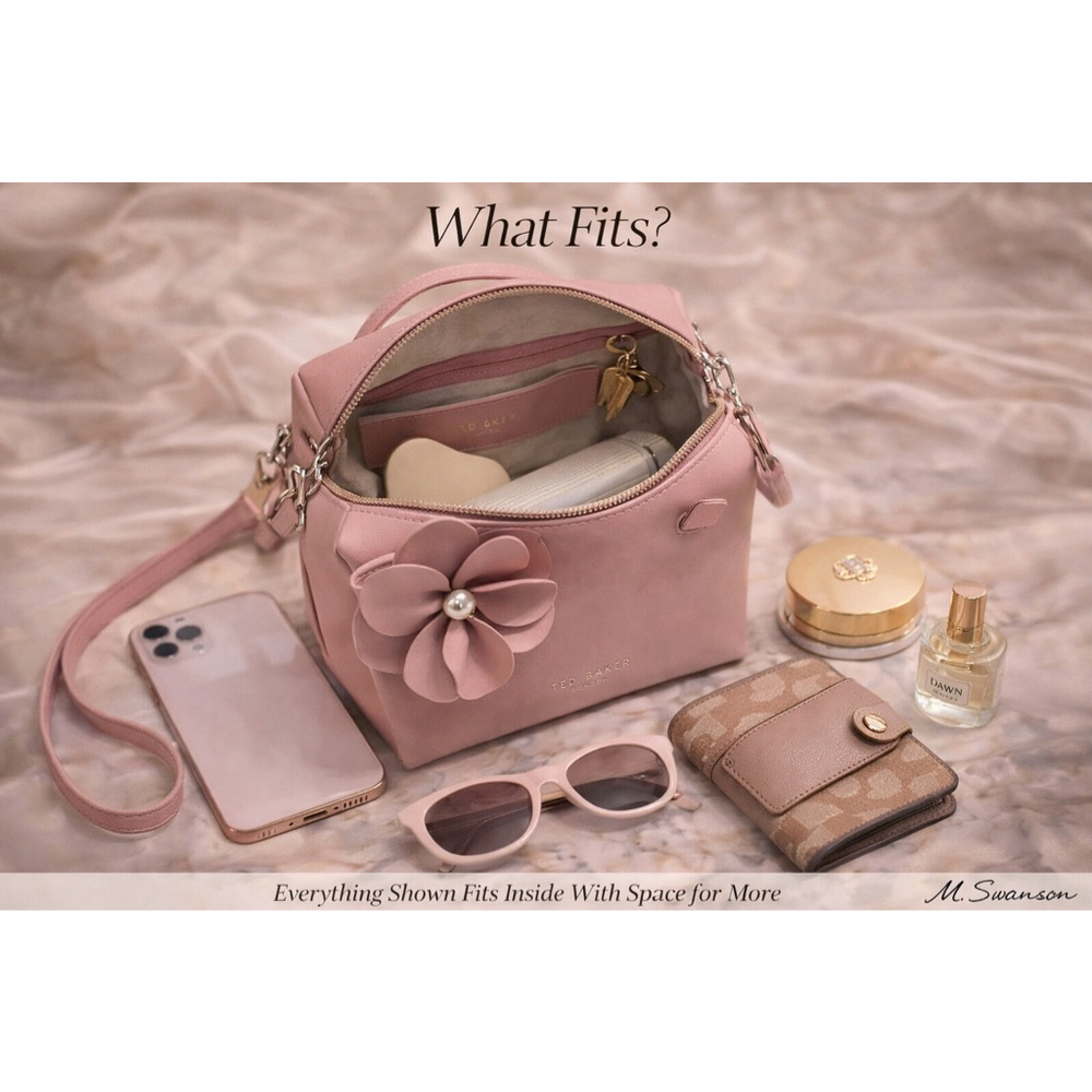 NEW Ted Baker London Nikicon Flower Applique Mini Tote Blush Pink NWT - Picture 9 of 16